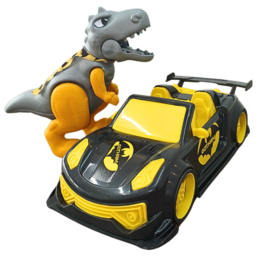 Kit Aventura Gotham: Dino Gotham + Porsche de Luxo Gotham - Ação e Velocidade para Pequenos Heróis!