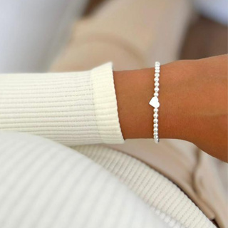 Pulseira regulável bolinhas e coração sólido banhado à prata 925 em Oferta na Shopee