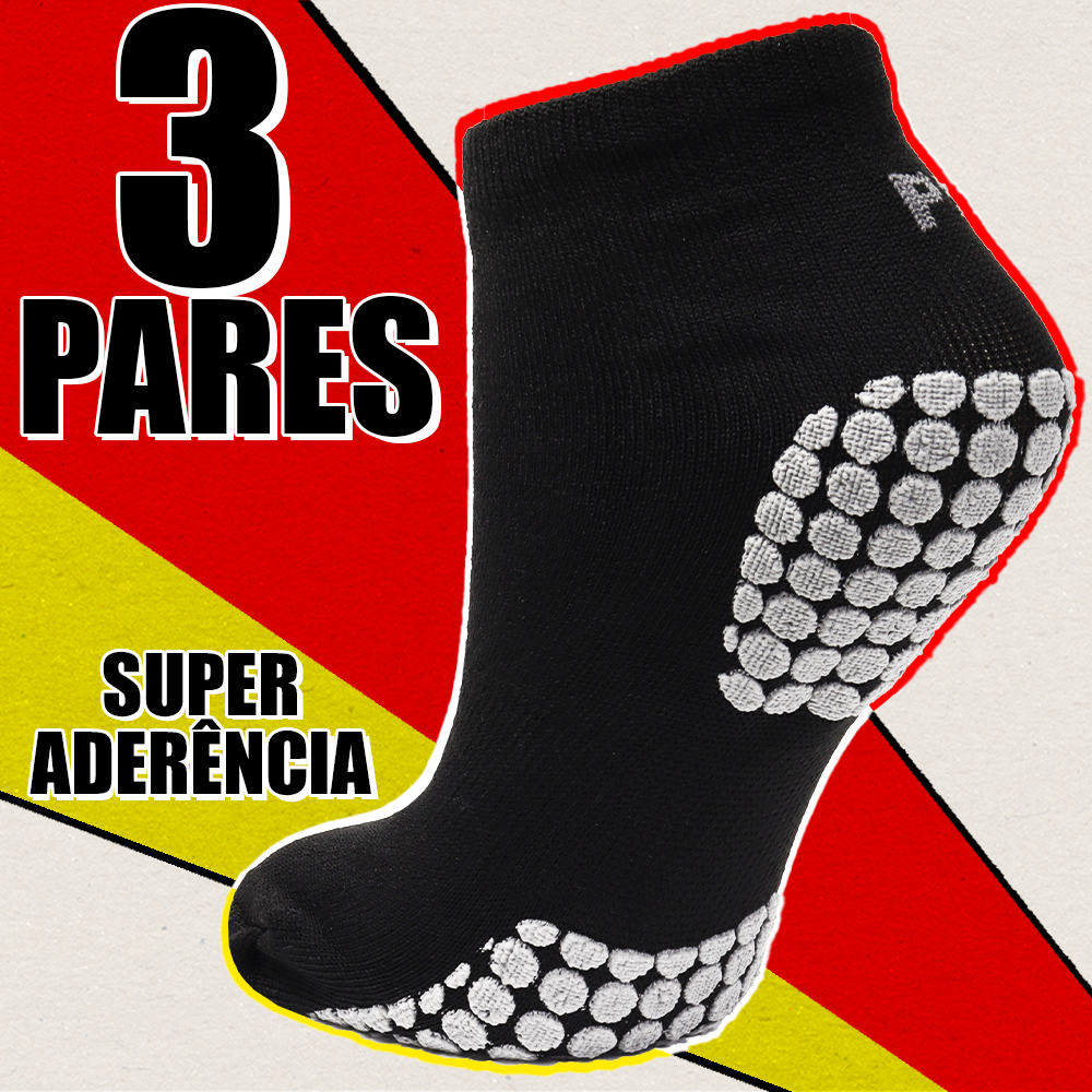 Imagem Kit 3 Pares Meia Antiderrapante Hidroginástica Pilates Fisioterapia 34 a 39 39 a 42 Yoga Adulto