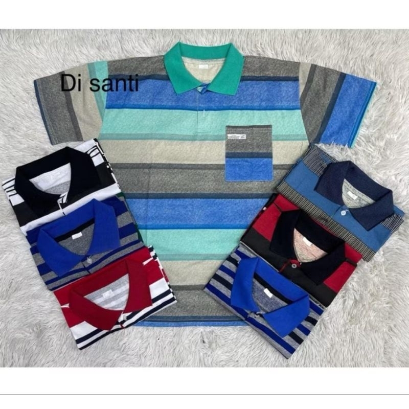 kit 3 Camisa masculina Gola polo plus size Listrado 100% algodão