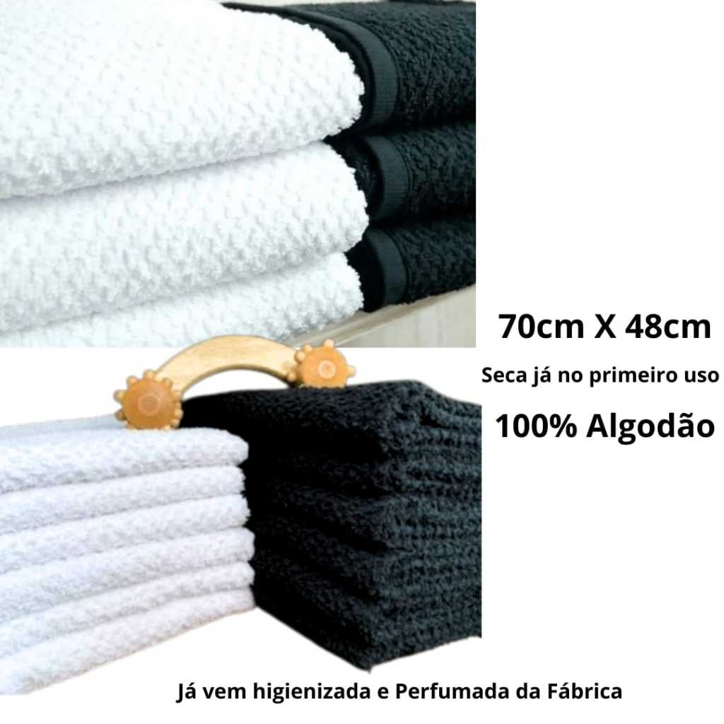 kit 20/10/ 6 toalhas Pretas e branca com alta qualidade, rosto, perfumadas 70x48 salão, barbearia em Oferta na Shopee