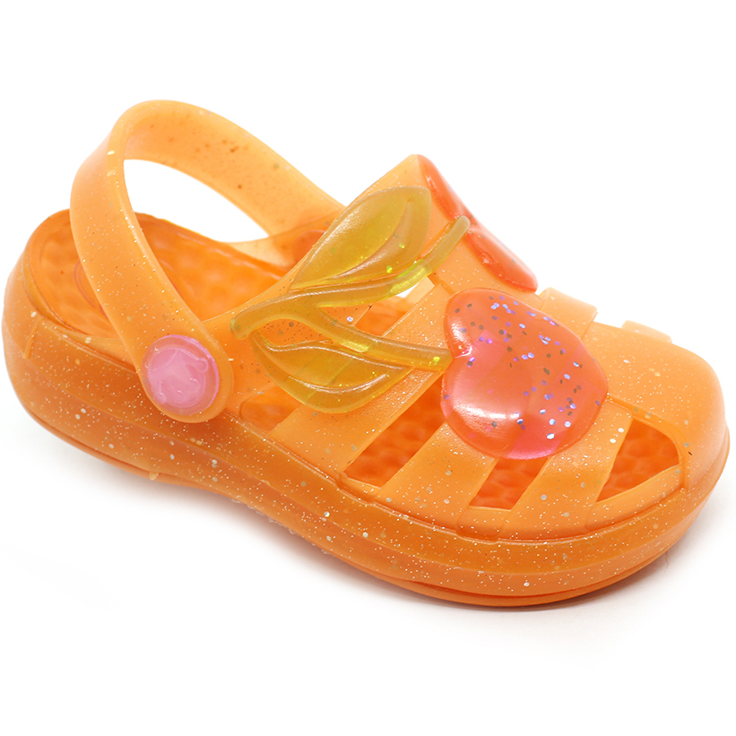 Sandália Babuche Papete Infantil Plugt Menina Pop Leve Confortável Macio Cereja Glitter Laranja - Baby & Kids Fashion