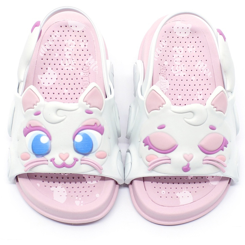 Sandália Infantil Plugt Menina Confortável Gatinha Miau Branco Rosa Claro em Oferta na Shopee