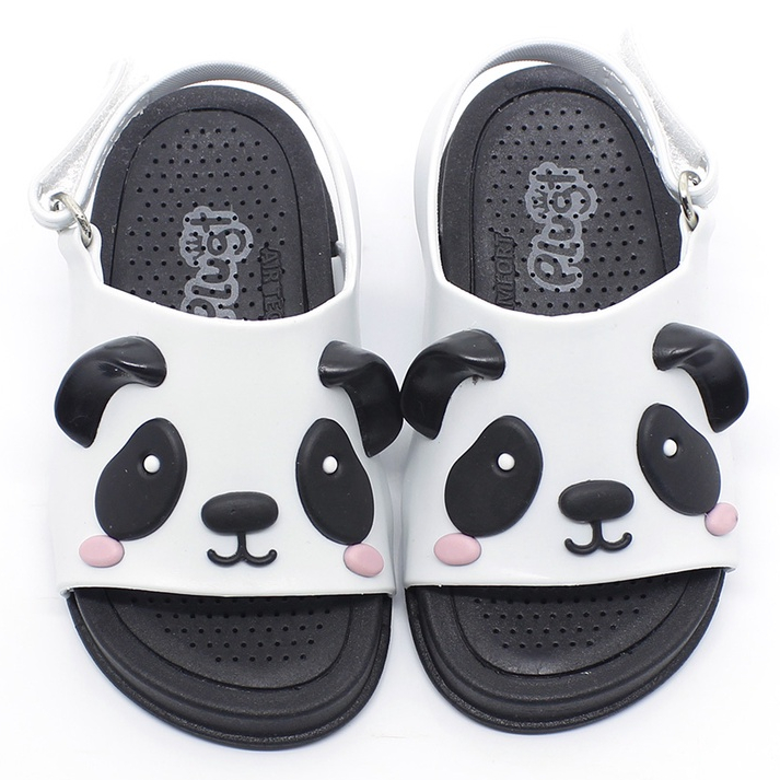 Sandália Papete Infantil Plugt Menina Confortável Leve Macio Panda Preto Branco - Baby & Kids Fashion