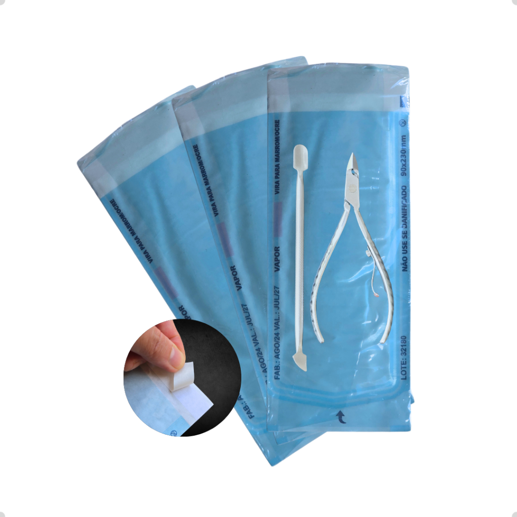 100 Unidades Envelope 9x23cm Autoclave Esterilização Auto Selante Papel Grau Cirúrgico