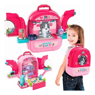 Mochila Hospital Pet Dog Cachorro Infantil 2 Em 1 Acessórios Brinquedo
