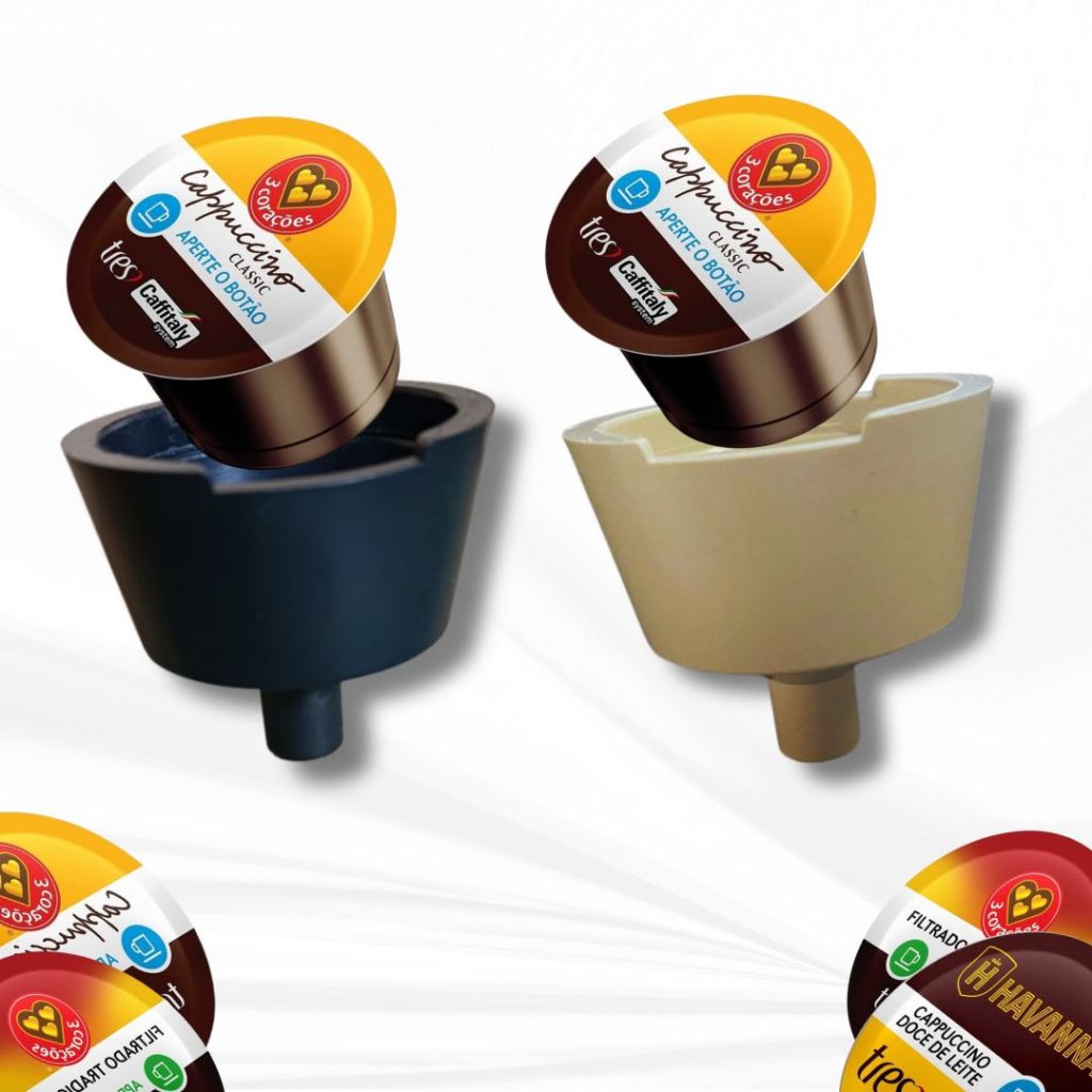 Imagem Adaptador Cápsulas Três Corações para Máquinas Cafeteira Dolce Gusto Café Preto ou Branco