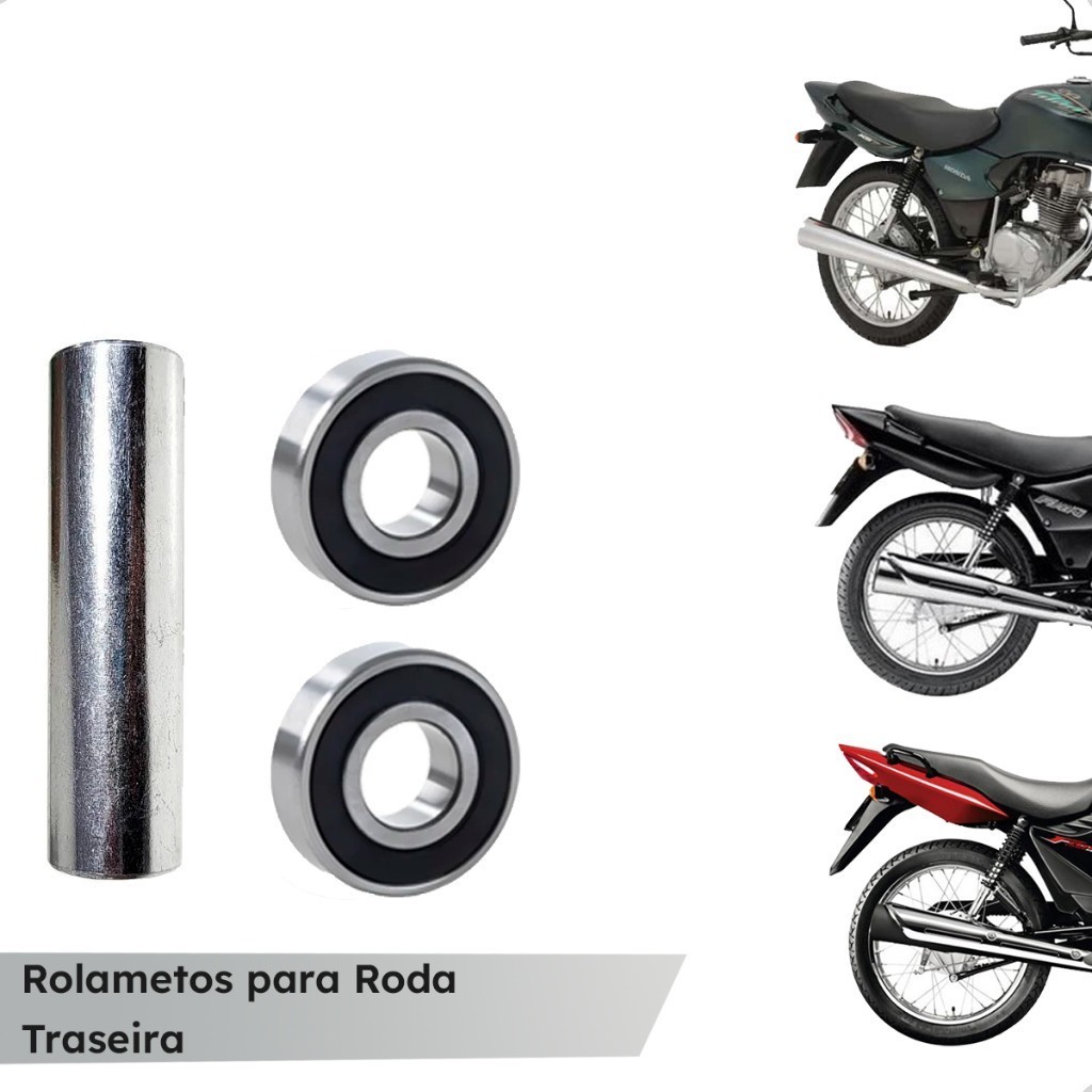Kit Espaçador com Rolamentos Traseira para todas as Cg's Titan Fan Cargo 125 150 160 de 1983 a 2024