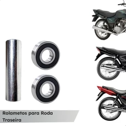 Kit Espaçador com Rolamentos Traseira para todas as Cg's Titan Fan Cargo 125 150 160 de 1983 a 2024