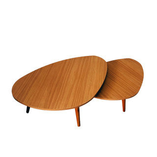 Kit 2 Mesas De Centro Madeira Design Orgânico Sala De Estar 69/77cm - Mel em Oferta na Shopee