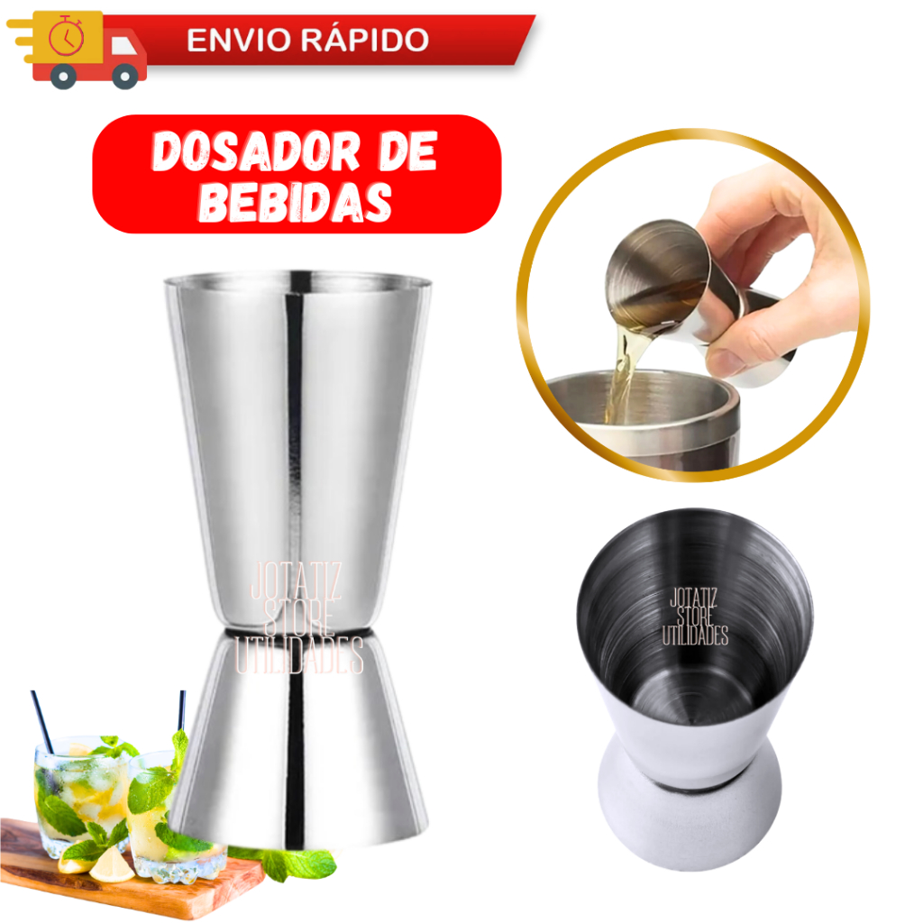 Dosador Medidor Duplo Coquetel Aço Inox Copo Dual Shot Jigger Gadgets 25/50ML Barmen Drink Whisky Vodka Gin Licor