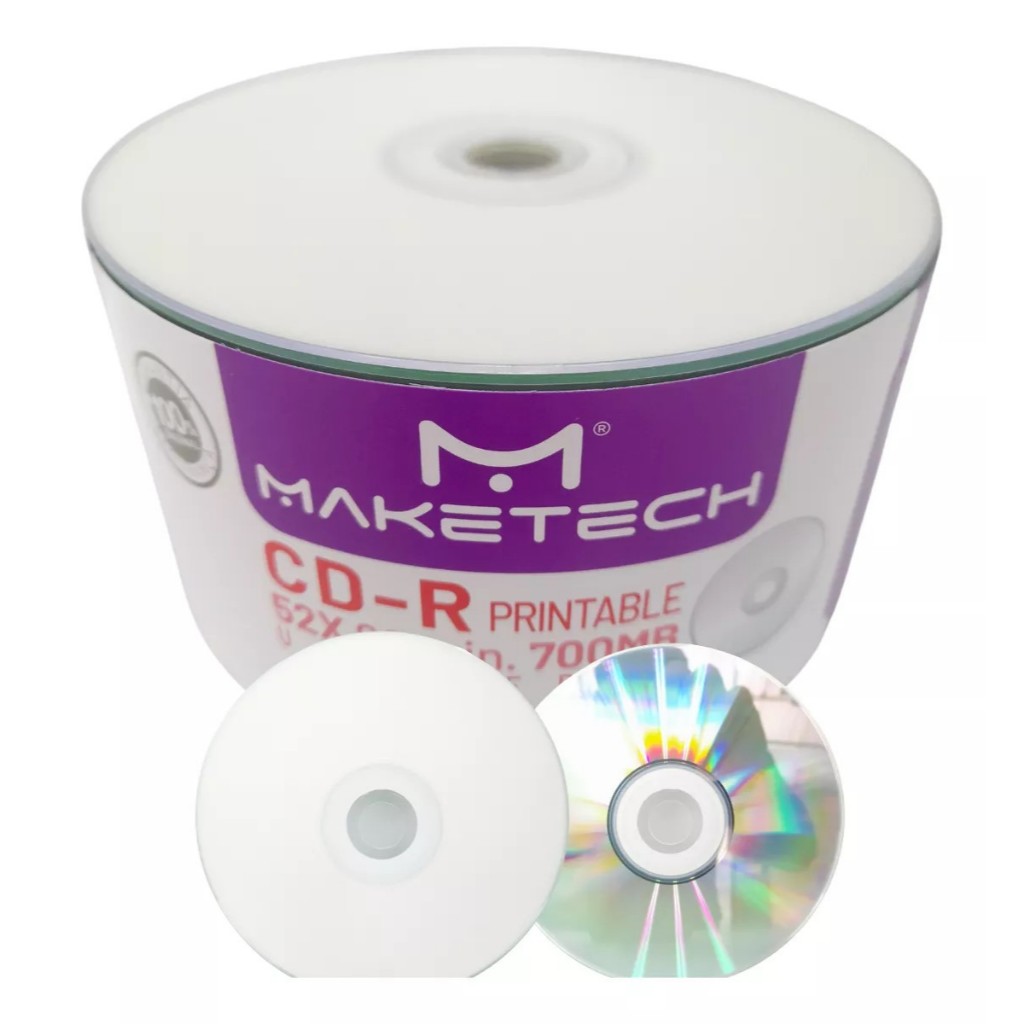 Cd-r 700mb - 80min - 1x-52x Printable Maketech - 100 Unidades
