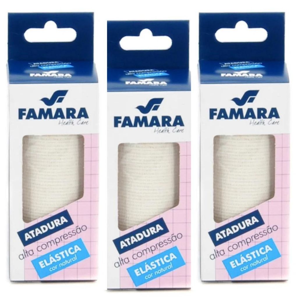 Kit 3 Bandagem Elástica 10cm x 1,30m Alta compressão Atadura Natural Ortopedia Enfermagem Faixa Curativo Varizes Famara em Oferta na Shopee