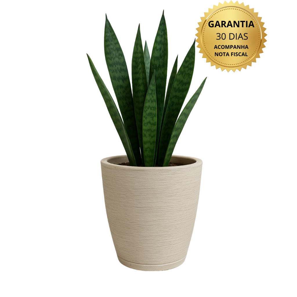 Vaso para plantas Medio Cor Bege Decorativo em Polietileno redondo escovado com prato cole...
