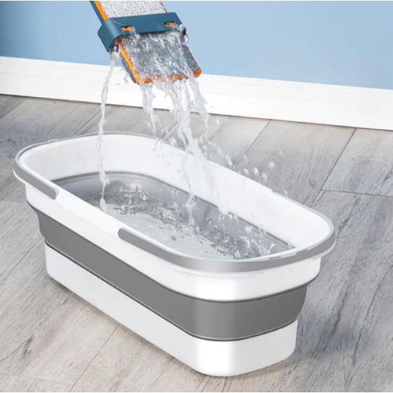 Balde Retrátil Retangular Dobrável Silicone Com Rodinhas Multiuso Casa Escritório Limpeza Compacto