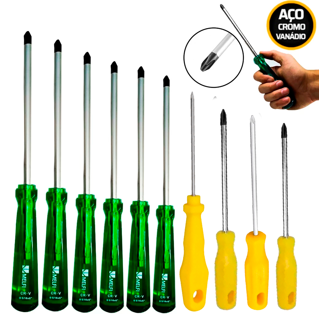 Chave Philips Cr-V Ponta Com Imã Cabo Ergonômico PVC Várias Medidas Profissional em Oferta na Shopee
