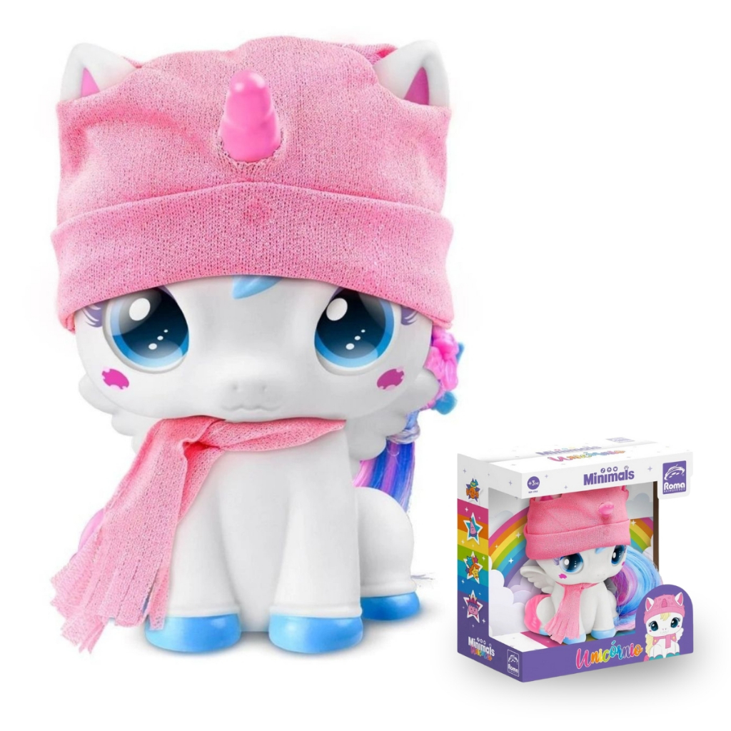 Boneca Unicórnio com Toca e Cachecol Coleção Minimals 5768 - Roma em Oferta na Shopee