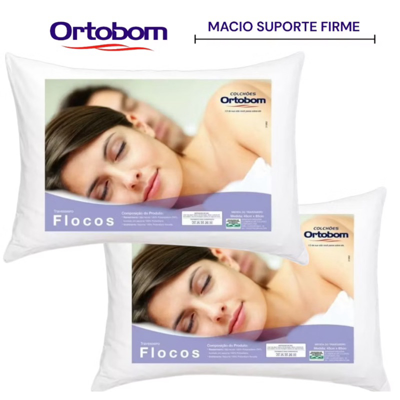 Kit 2 Travesseiro Ortobom Antialérgico mais Firme 40x60cm antiácaro Ortopédico