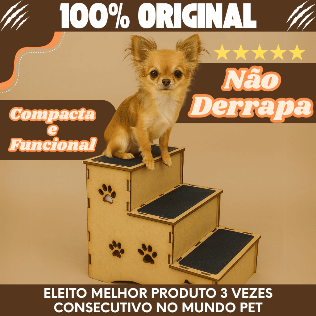 Escadinha Pet 3 Degraus Para Cama e Sofá – Compacta e Funcional🐾 ESCADA PET 3 DEGRAUS EM MDF – SEGURANÇA, CONFORTO E ES