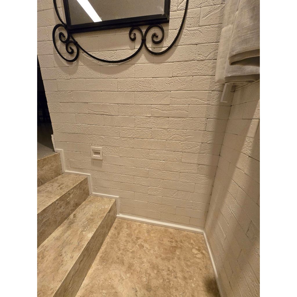 Kit 618 Unids - 10 m² - Tijolinho Adesivo Decorativo Cor Branco Natural - Revestimento de Paredes