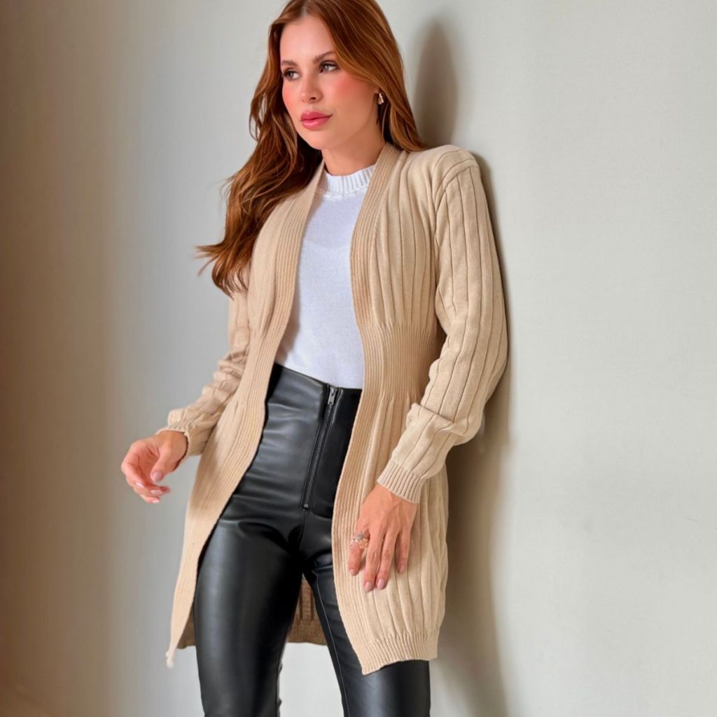 Parka Kimono Cardigan Outono Inverno Básico Feminino Lindo