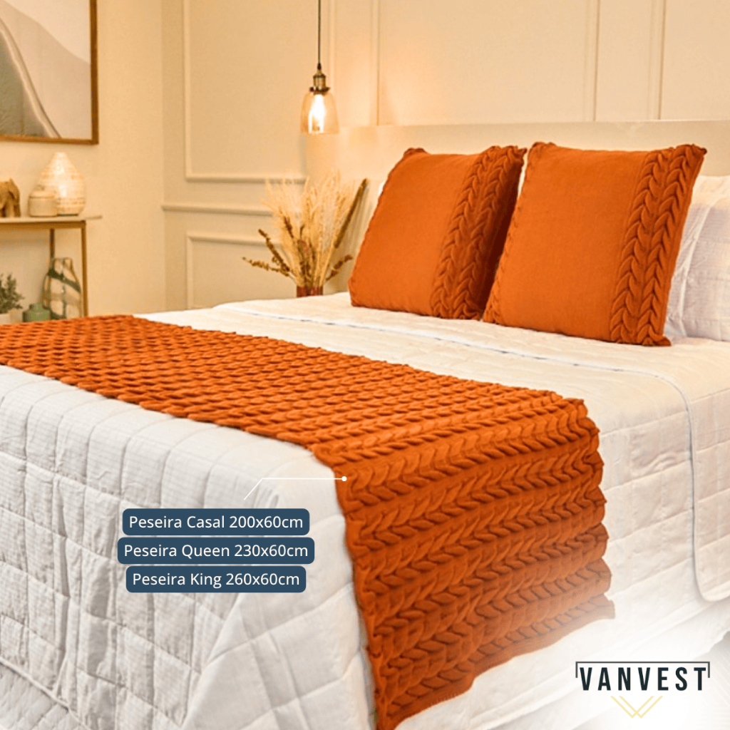 Peseira Manta Tricot Sofá Cama Casal Queen King Aconchego Home Decor - SOMENTE A PESEIRA