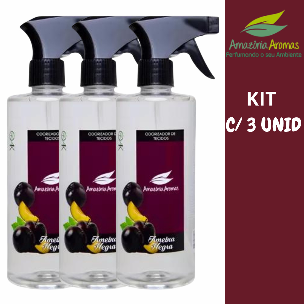 Kit 3 Água Perfumada Aroma Suave Tecidos Roupas Lençóis Cama Ameixa Negra sofisticação para sua casa