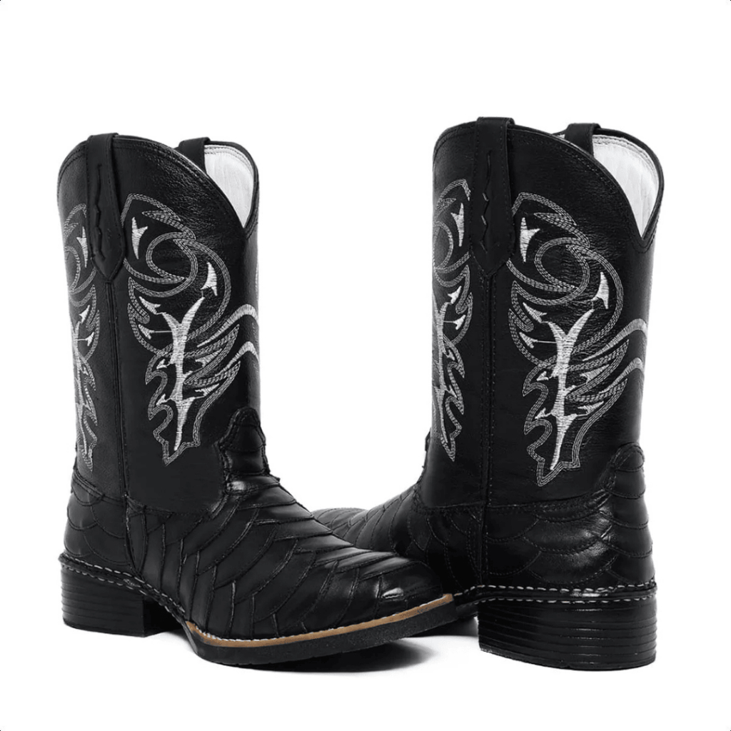 Bota Texana Masculina Country Escamada Couro Legitimo Premium Lançamento Preta