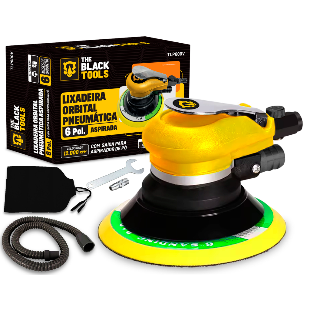 Lixadeira Pneumática Orbital 6 Rokit Roquite Hookit The Black Tools em Oferta na Shopee