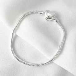 Pulseira para berloques Coração Banhada a prata 925 feminina para charms berloqueira pulseira de pingentes