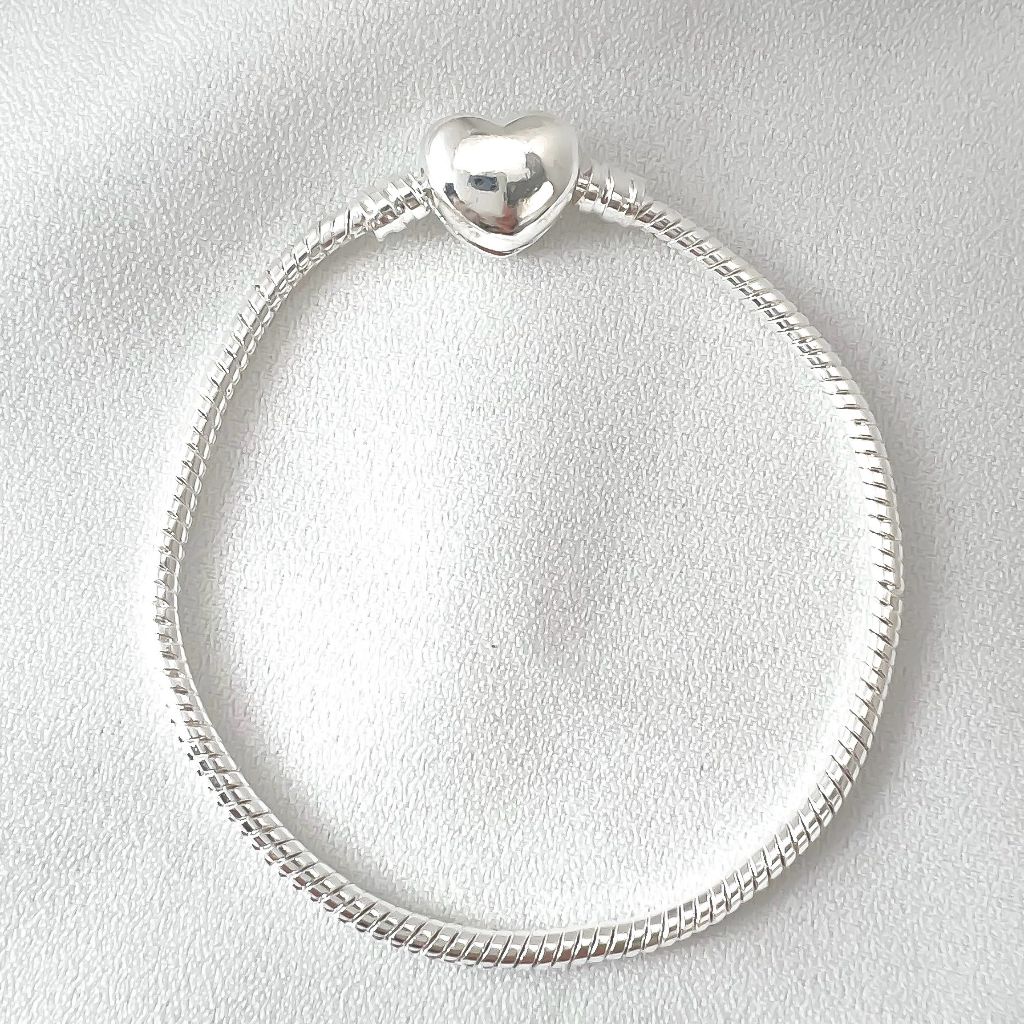 Pulseira para berloques Coração a prata 925 feminina para charms berloqueira pulseira de pingentes em Oferta na Shopee