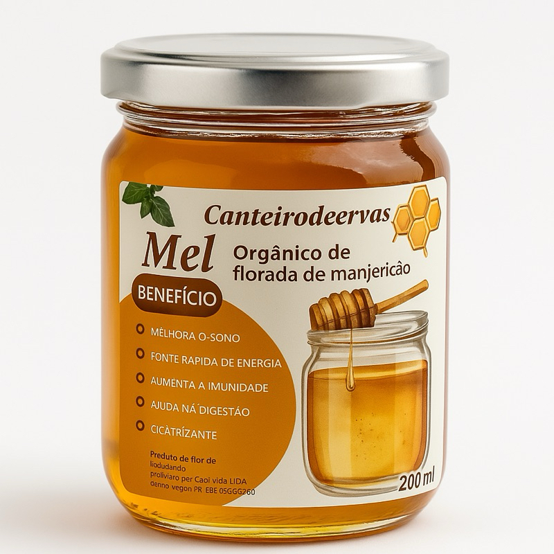 Mel Silvestre puro Organico 200 ml canteiro de ervas florada manjericão em Oferta na Shopee