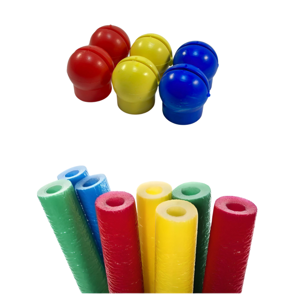 Kit 6 Ponteiras + 6 Isotubos Coloridos Cores Sortidas para Cama Elástica Trampolim Pula Pula Playground Infantil em Oferta na Shopee