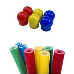 Kit 6 Ponteiras + 6 Isotubos Coloridos Cores Sortidas para Cama Elástica Trampolim Pula Pula Playground Infantil