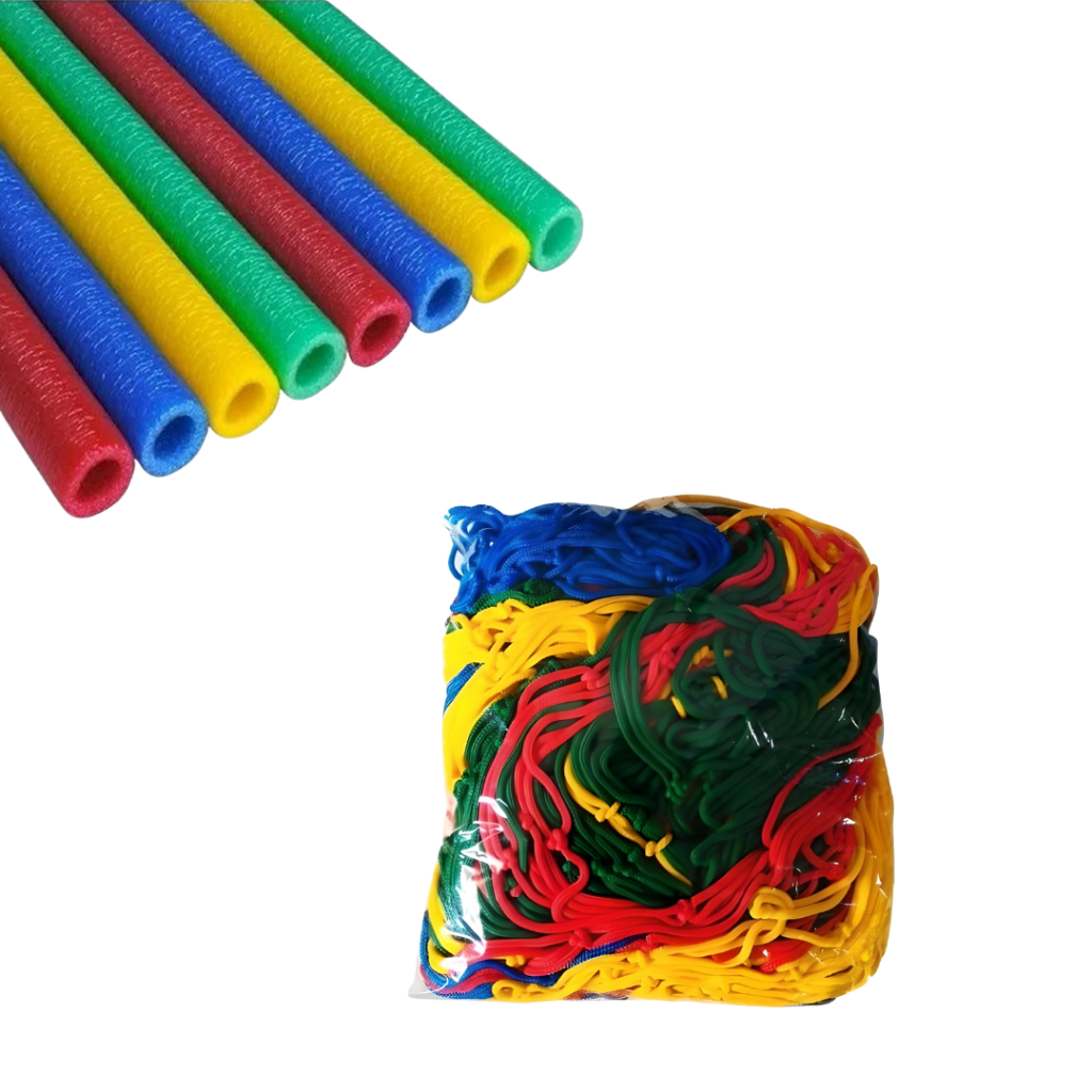 Kit Rede de Proteção Piscina Oitavada 2,00m + 8 Isotubos Coloridos Para Casinha
