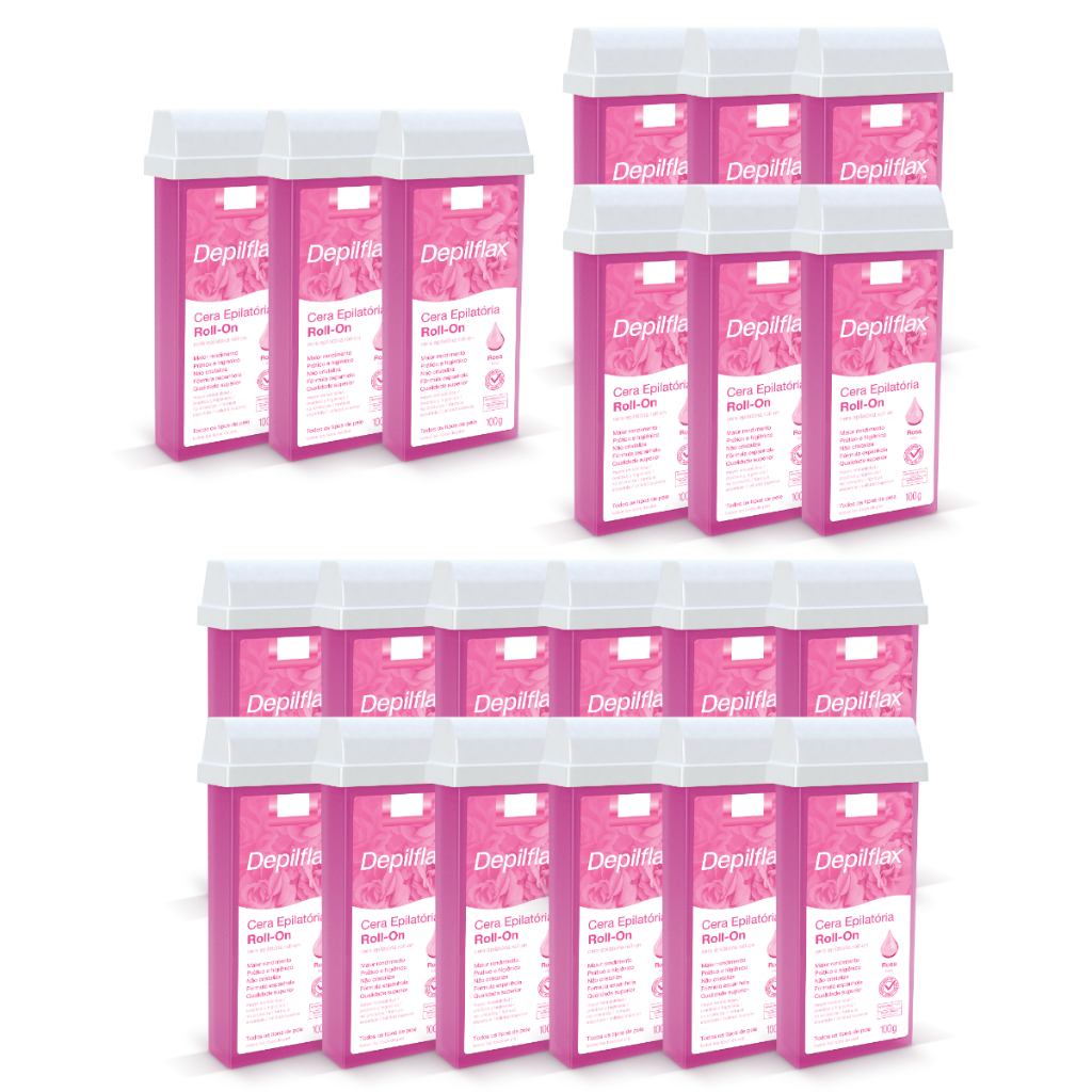 Kit Cera Depilatória Roll On Refil Rosa Combo Pack 3 6 ou 12 Unidades Depilflax 100g