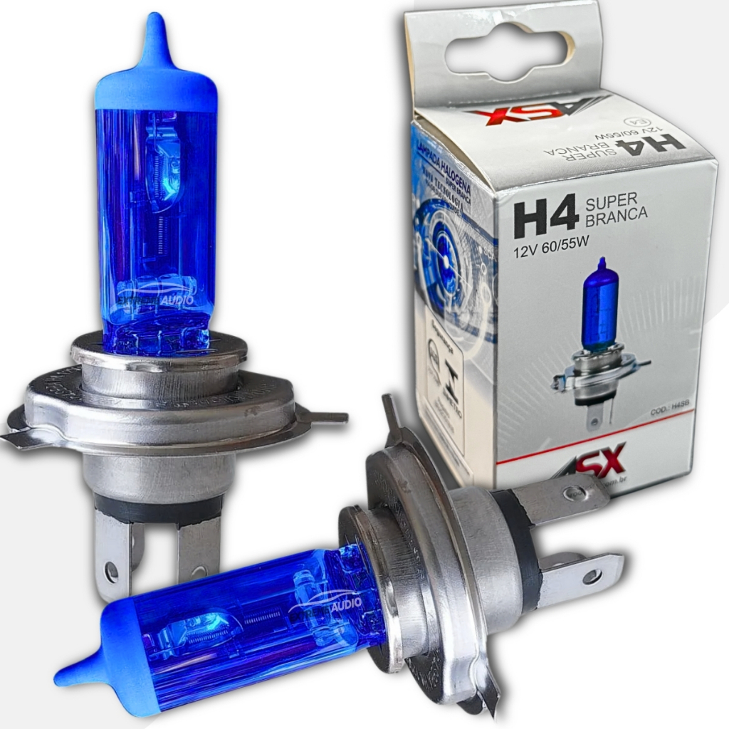 Lampada super branco h4 asx 55w 4500 kelvin 12v lampada asx Par de Lampada em Oferta na Shopee