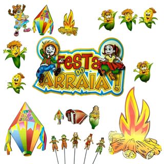 Banner Painel para Festa Junina Decoração Caipira Fogueira Junina Balão Espantalho Mural em Oferta na Shopee