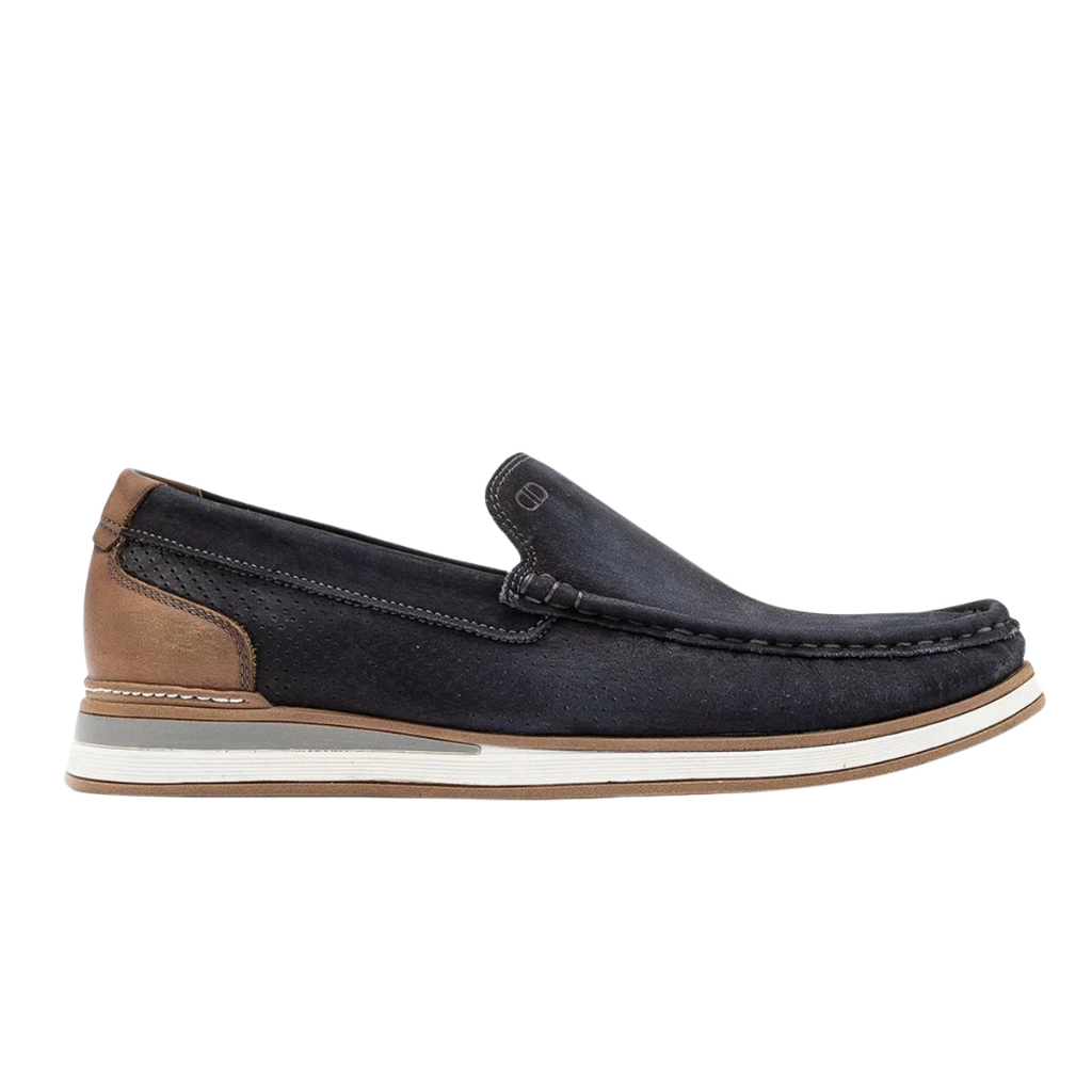 SAPATO MOCASSIM DEMOCRATA DENIM FLOW PRETO/TABACO 252101