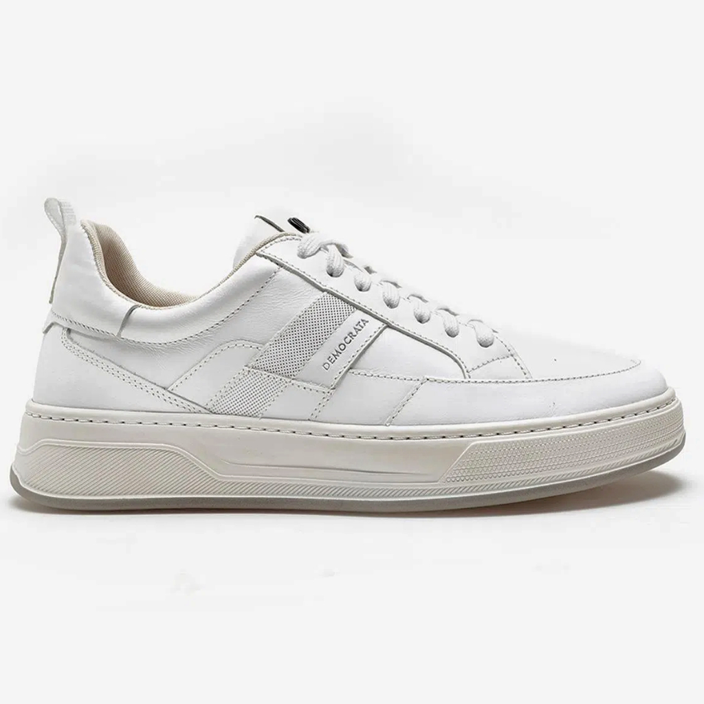 Sapatênis Democrata Masculino Couro Bold 122116 Creme/branco/Preto