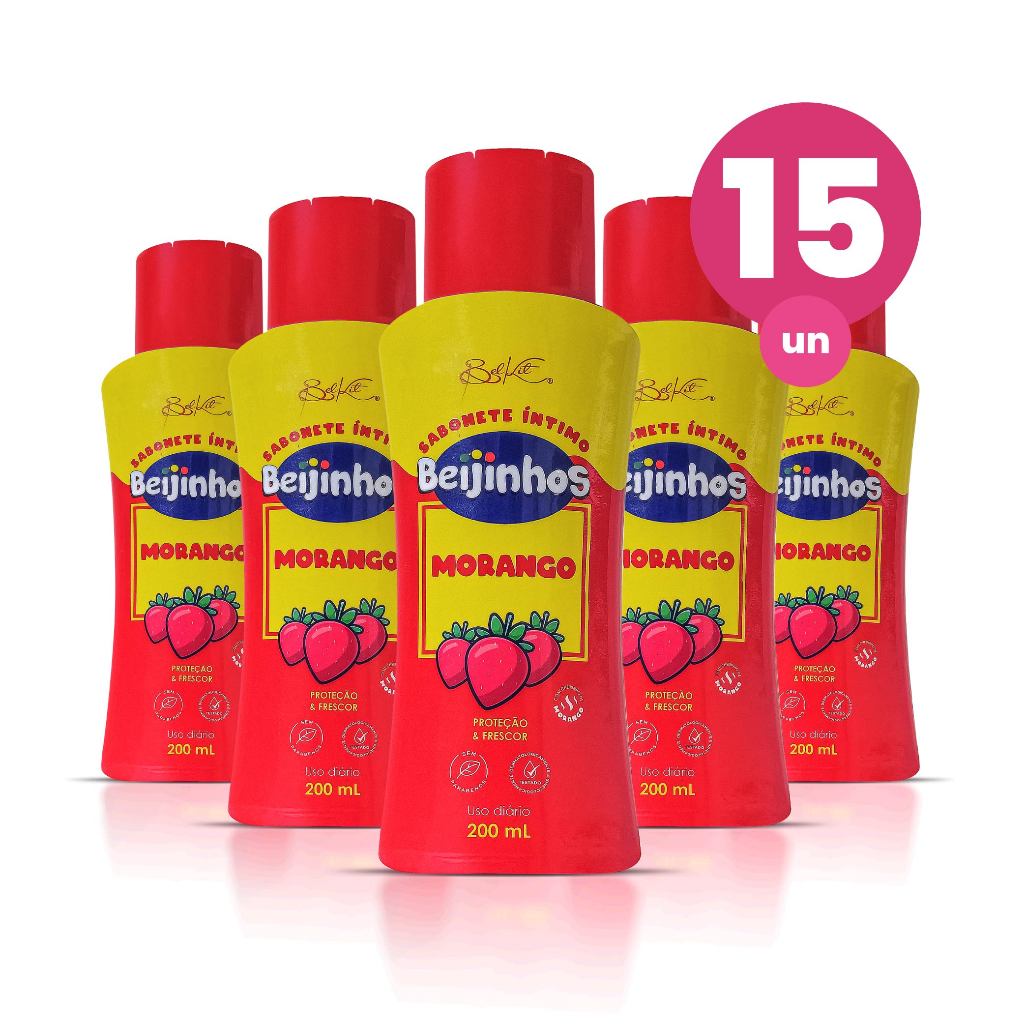 Kit 15 Sabonete Íntimo Feminino Morango Beijinhos Proteção e Frescor 200ml Belkit em Oferta na Shopee