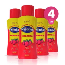 Kit 4 Sabonete Íntimo Feminino Morango Beijinhos Proteção e Frescor 200ml Belkit