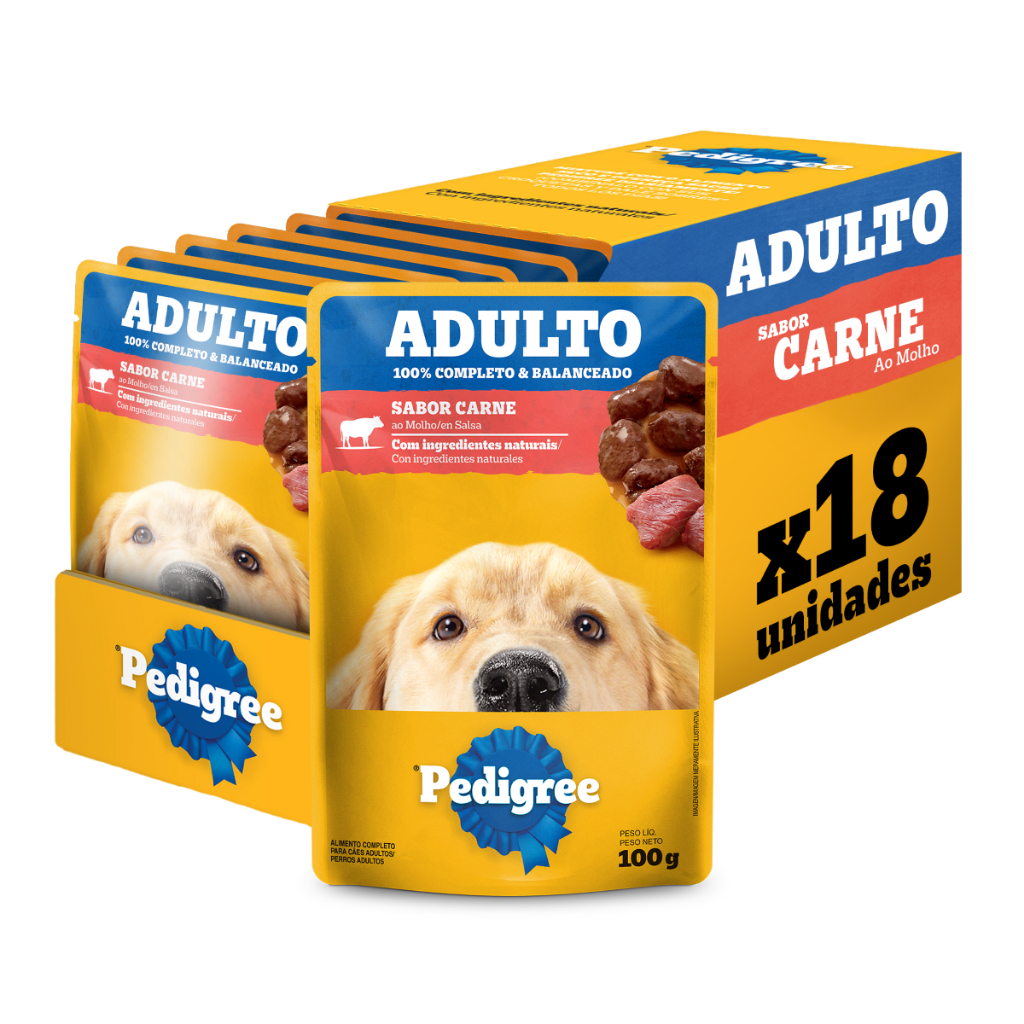 Kit 18un Ração Úmida Pedigree Sachê Carne Cães Adultos 100G em Oferta na Shopee