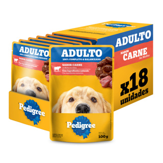 Kit 18un Ração Úmida Pedigree Sachê Carne Cães Adultos 100G em Oferta na Shopee