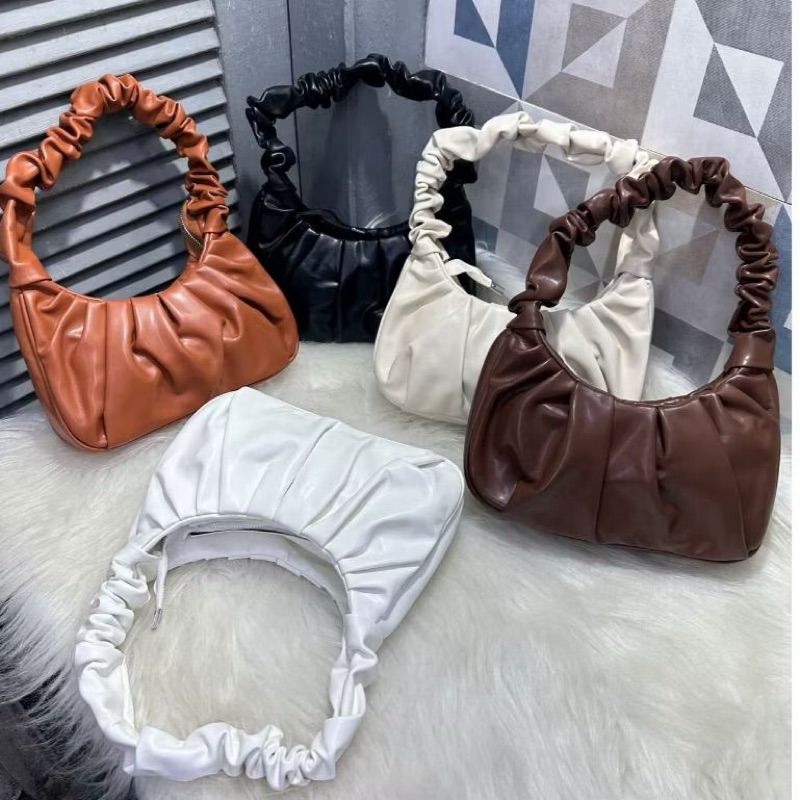 Bolsa Feminina Estilo Baguette Plissada Social Alça Curta