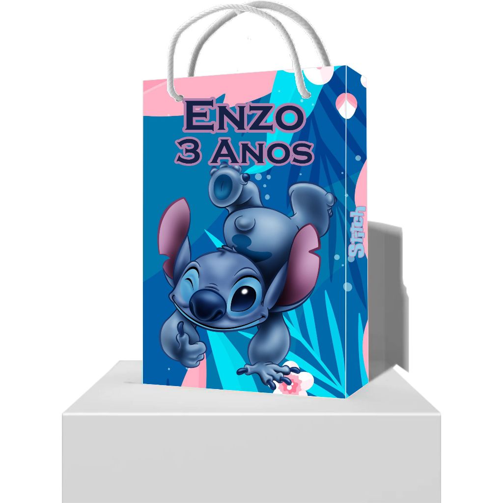 10 Sacolinha Surpresa Stitch Personalizadas - Sacolinhas Festa Infantil Tema Stitch