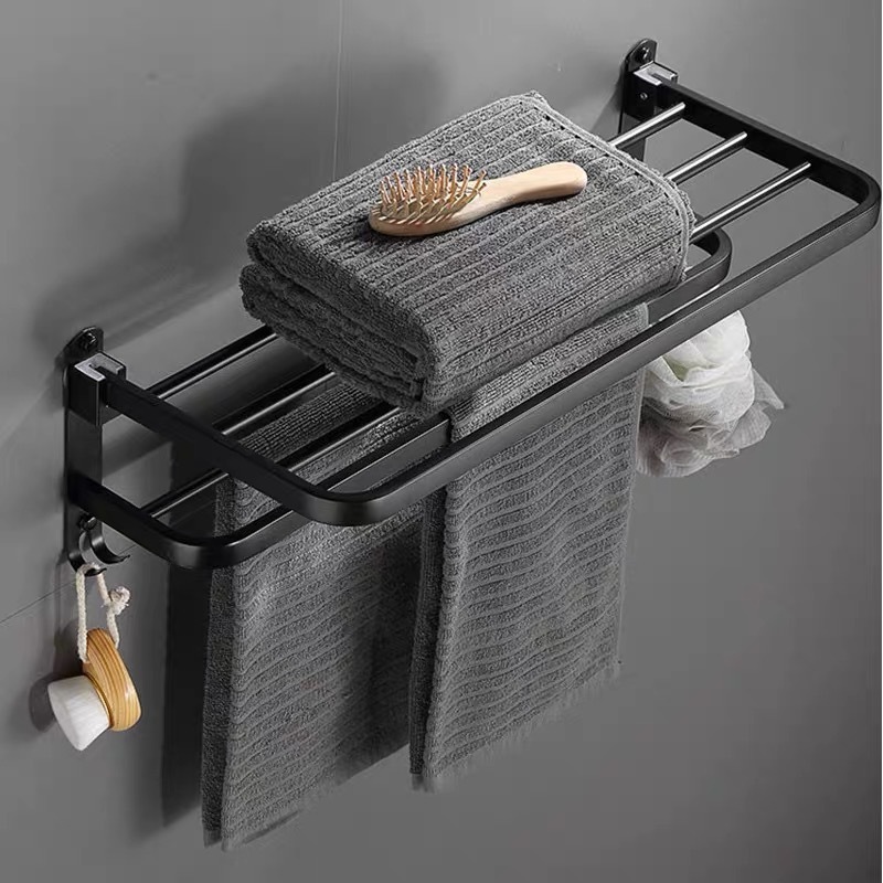 Porta Toalha Para Banheiro Multiuso DUPLA CAMADA COM GANCHOS 40/50cm em Oferta na Shopee