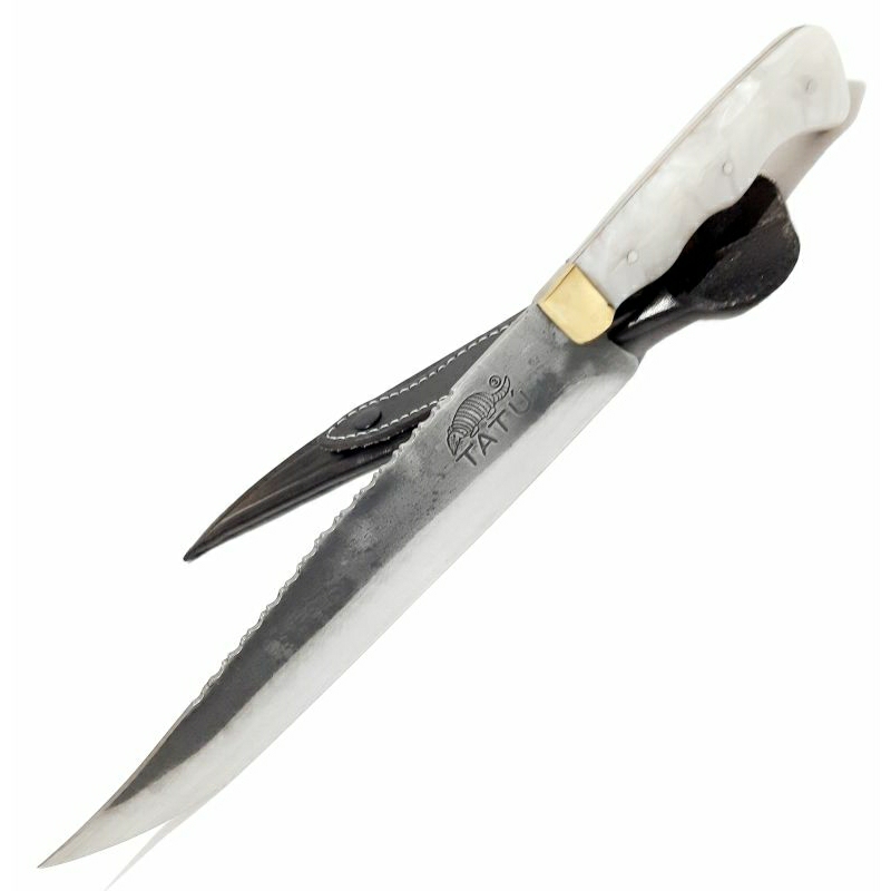 Faca Picanheira Robusta Churrasco Tatu 10" Lâmina Disco de Arado Cabo Branco