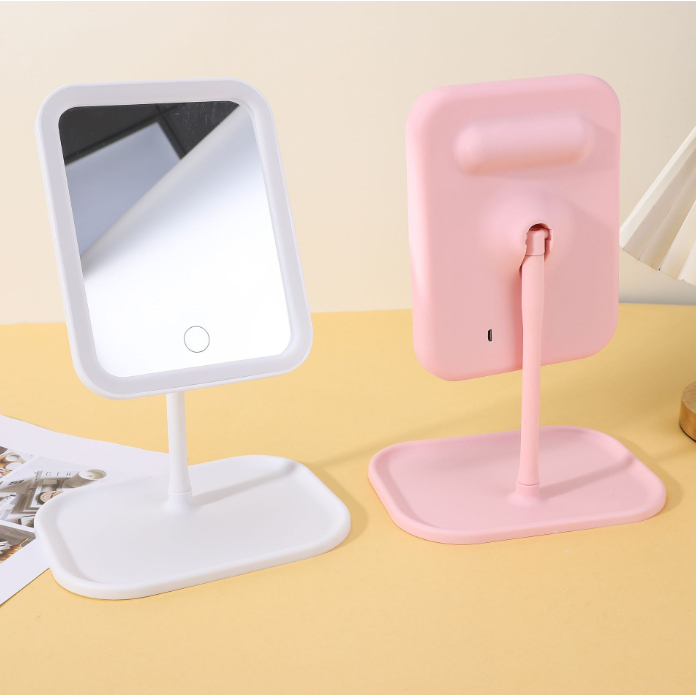 Espelho Maquiagem De Mesa Inteligente Com 3 Cores de Luz Led