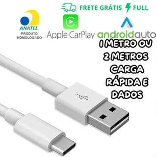 CABO COMPATÍVEL COM APPLE CARPLAY/ANDROID AUTO USB-A P/ TIPO-C DADOS E CARREGAMENTO 1 OU 2 METROS em Oferta na Shopee